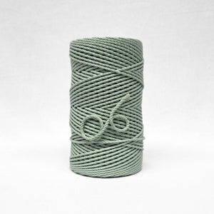 iced mint 4mm 3ply rope standing alone on white backdrop