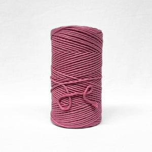3mm cotton string in musk pink for weaving and macrame on white background
