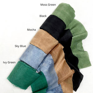 moss green black mocha brown sky blue ivy green silk for florists group photo on white background