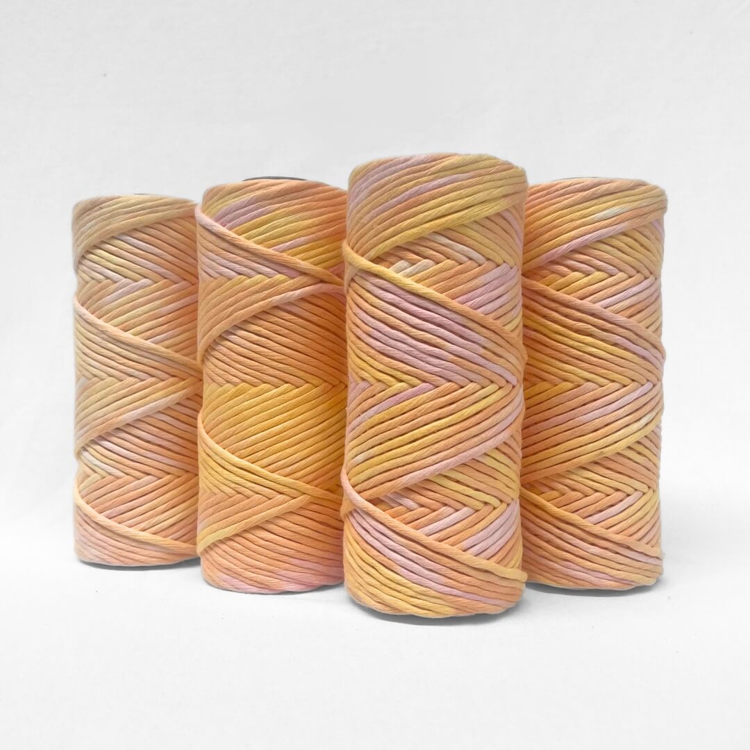 flour rolls of sherbet hand painted string standing up on white background