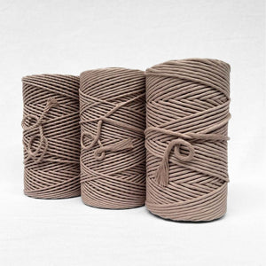 combination photo of quartz brown rope 3mm string and 5mm string on white background showing different between cords