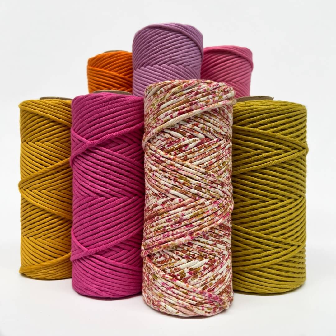 confetti cotton string with matching colours in cloud 9 solid colour string on white background