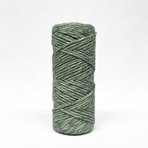4mm mixed cotton string in green and white colours close up image showing colour details on white background