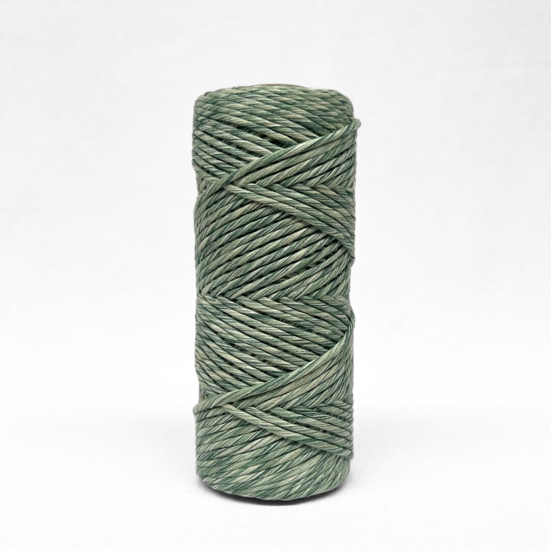 4mm mixed cotton string in green and white colours close up image showing colour details on white background