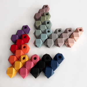 Large Hole Geometric | Colour Wooden Beads