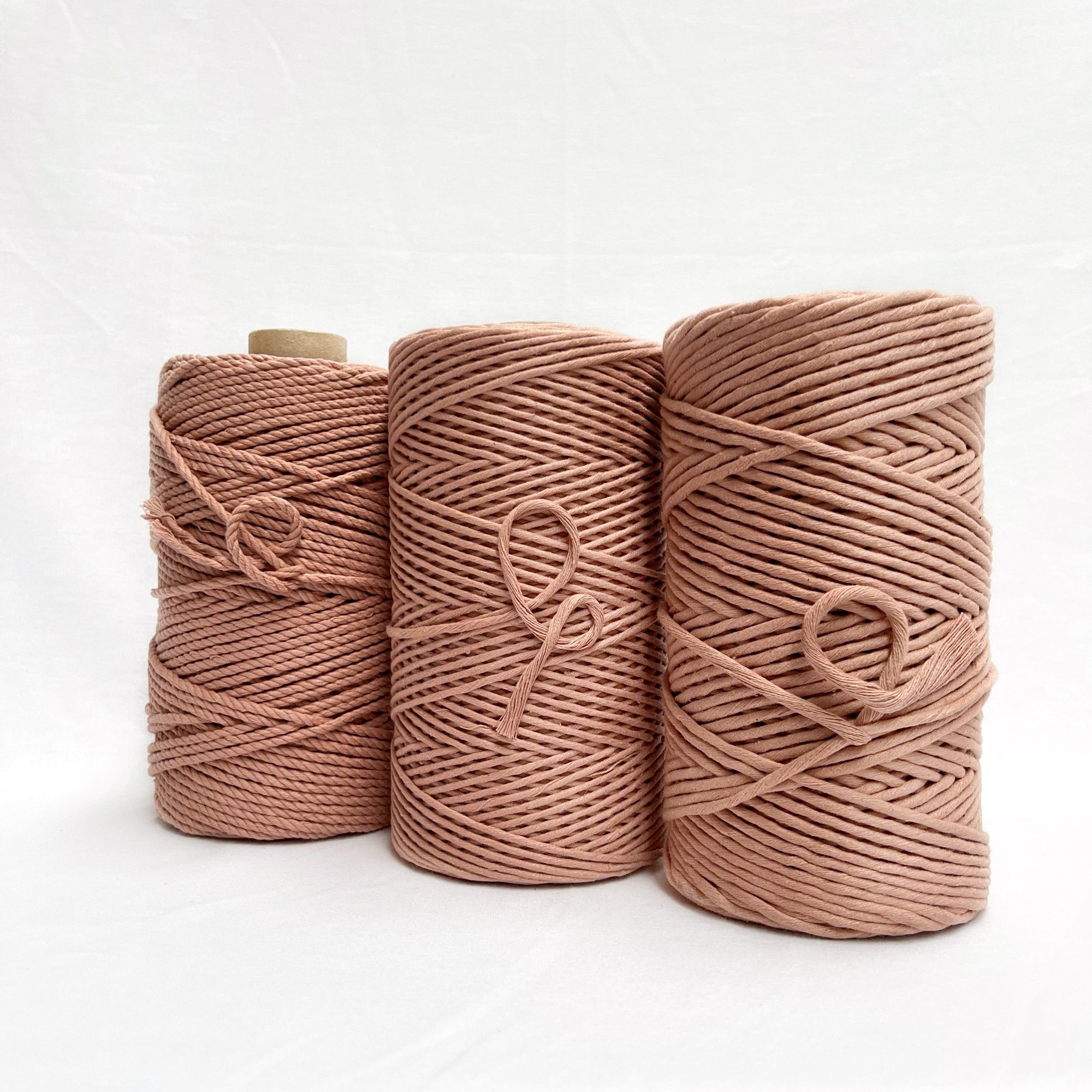mary maker studio 1kg 4mm recycled cotton macrame rope in vintage peach colour suitable for macrame workshops beginners and advanced artists