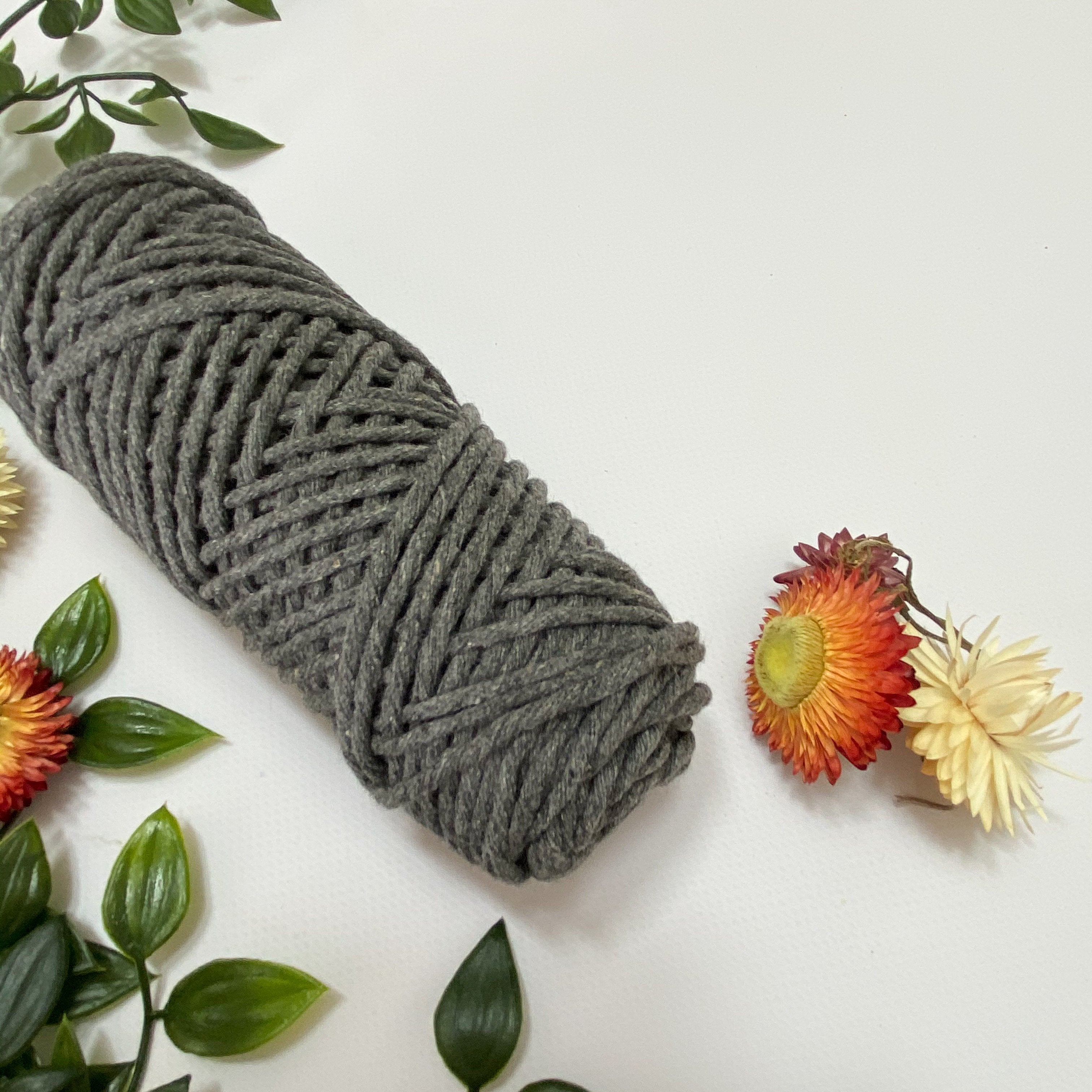 Mary Maker Studio Luxe Colour Cotton Charcoal 3mm Minis - Luxe Cotton String (50 Colours) macrame cotton macrame rope macrame workshop macrame patterns macrame