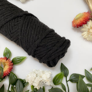 Mary Maker Studio Luxe Colour Cotton Jet Black 5mm Minis - Luxe Cotton String (50 Colours) macrame cotton macrame rope macrame workshop macrame patterns macrame