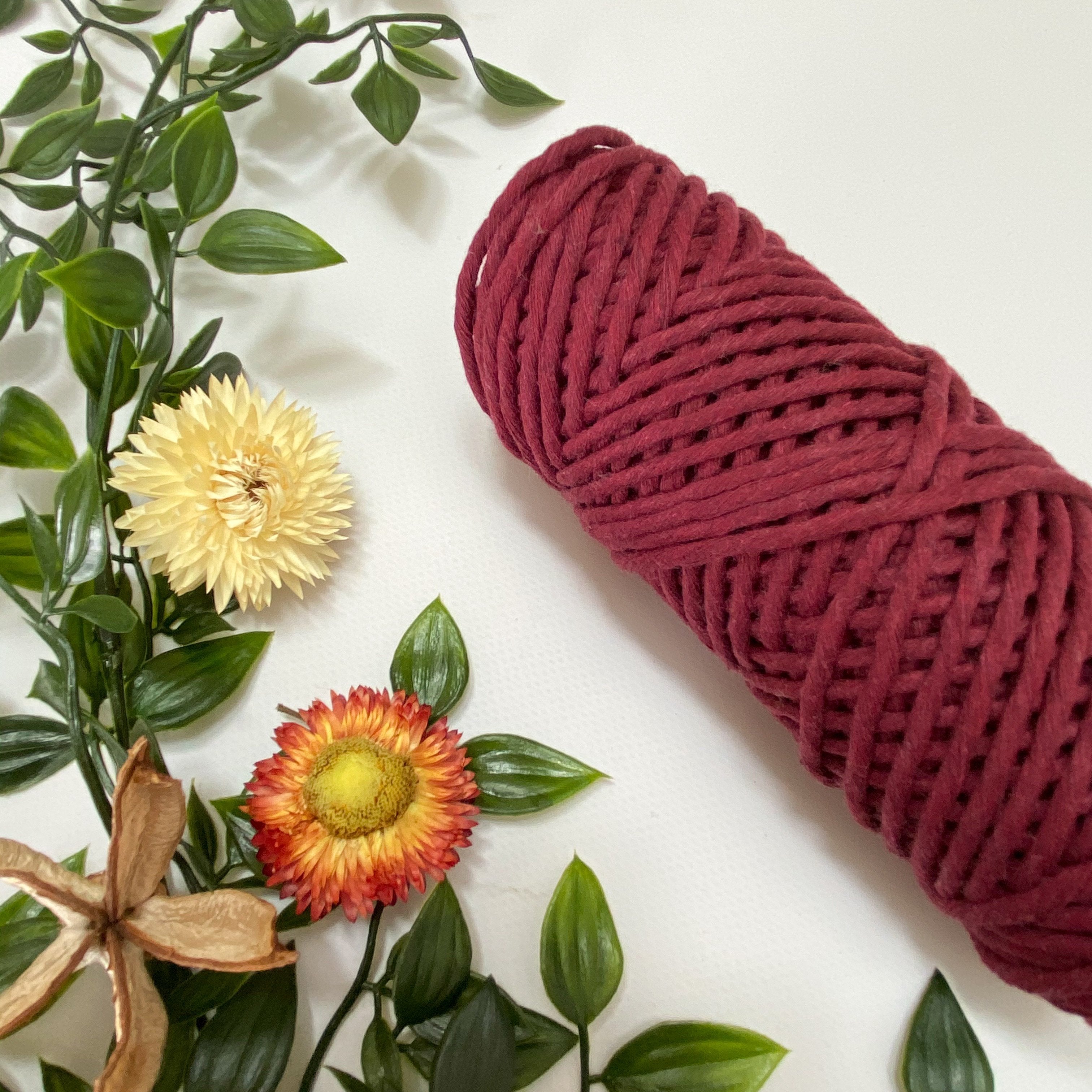 Mary Maker Studio Luxe Colour Cotton Merlot 3mm Minis - Luxe Cotton String (50 Colours) macrame cotton macrame rope macrame workshop macrame patterns macrame