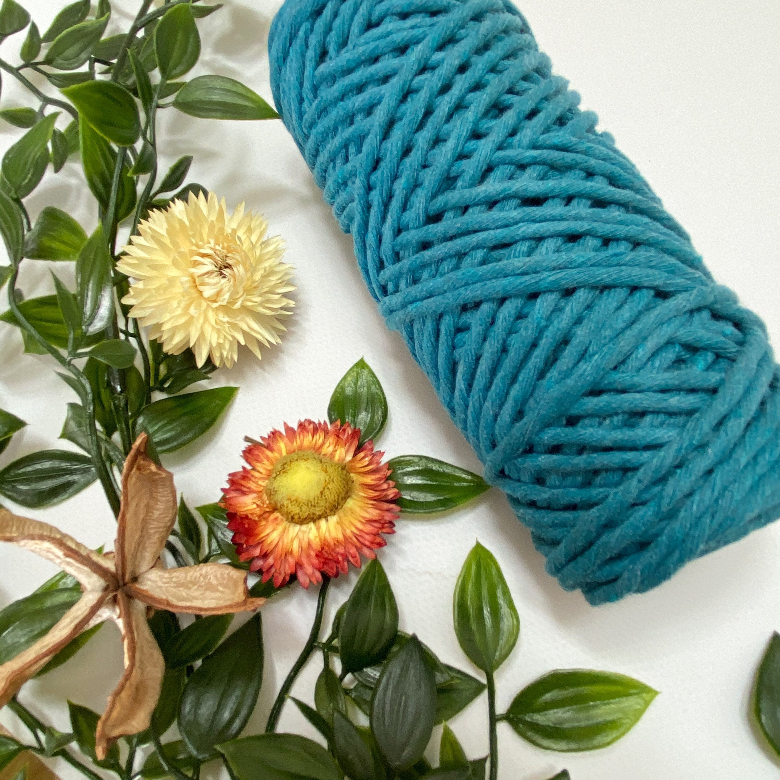 Mary Maker Studio Luxe Colour Cotton Peacock Blue 3mm Minis - Luxe Cotton String (50 Colours) macrame cotton macrame rope macrame workshop macrame patterns macrame