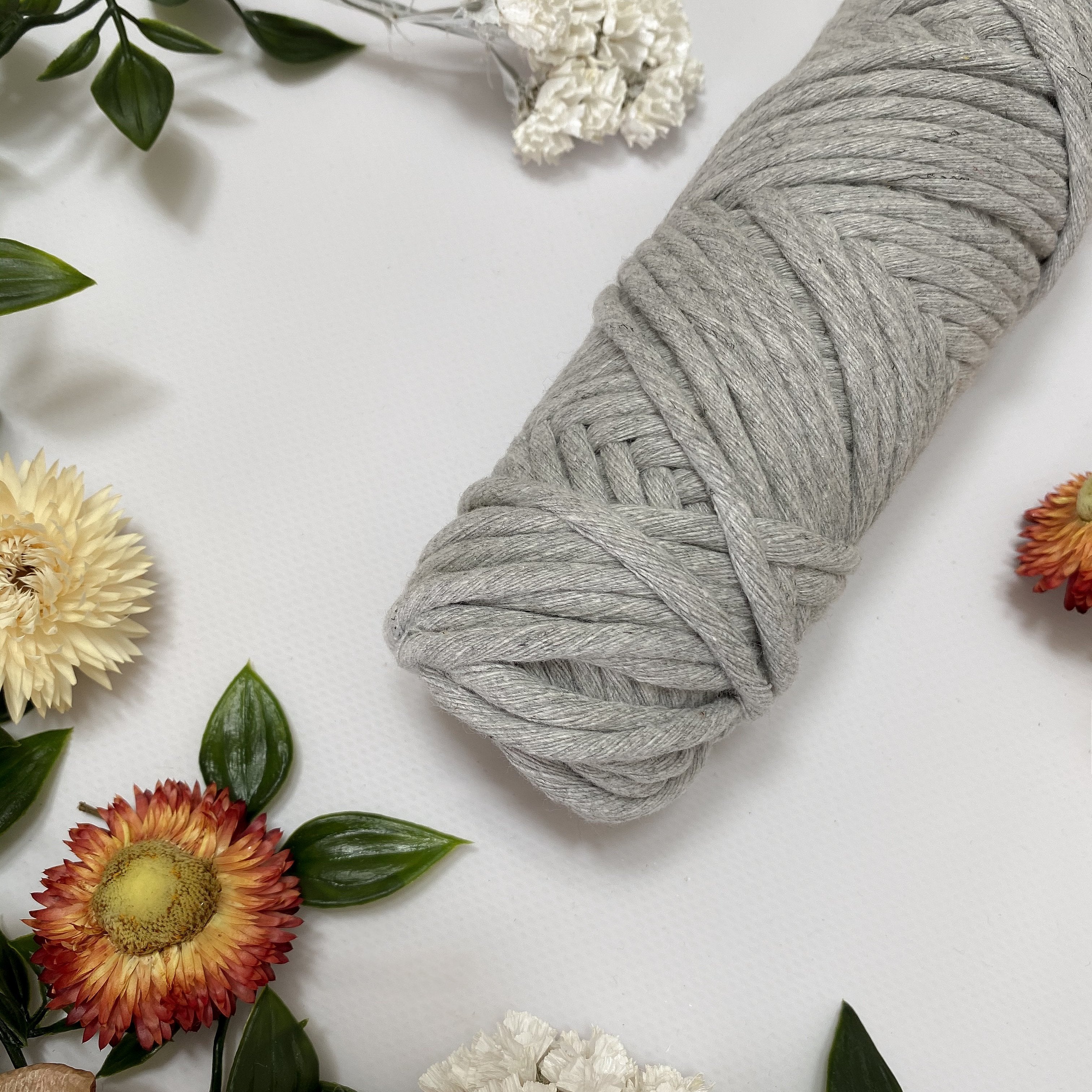 Mary Maker Studio Luxe Colour Cotton Stone Grey 5mm Minis - Luxe Cotton String (50 Colours) macrame cotton macrame rope macrame workshop macrame patterns macrame