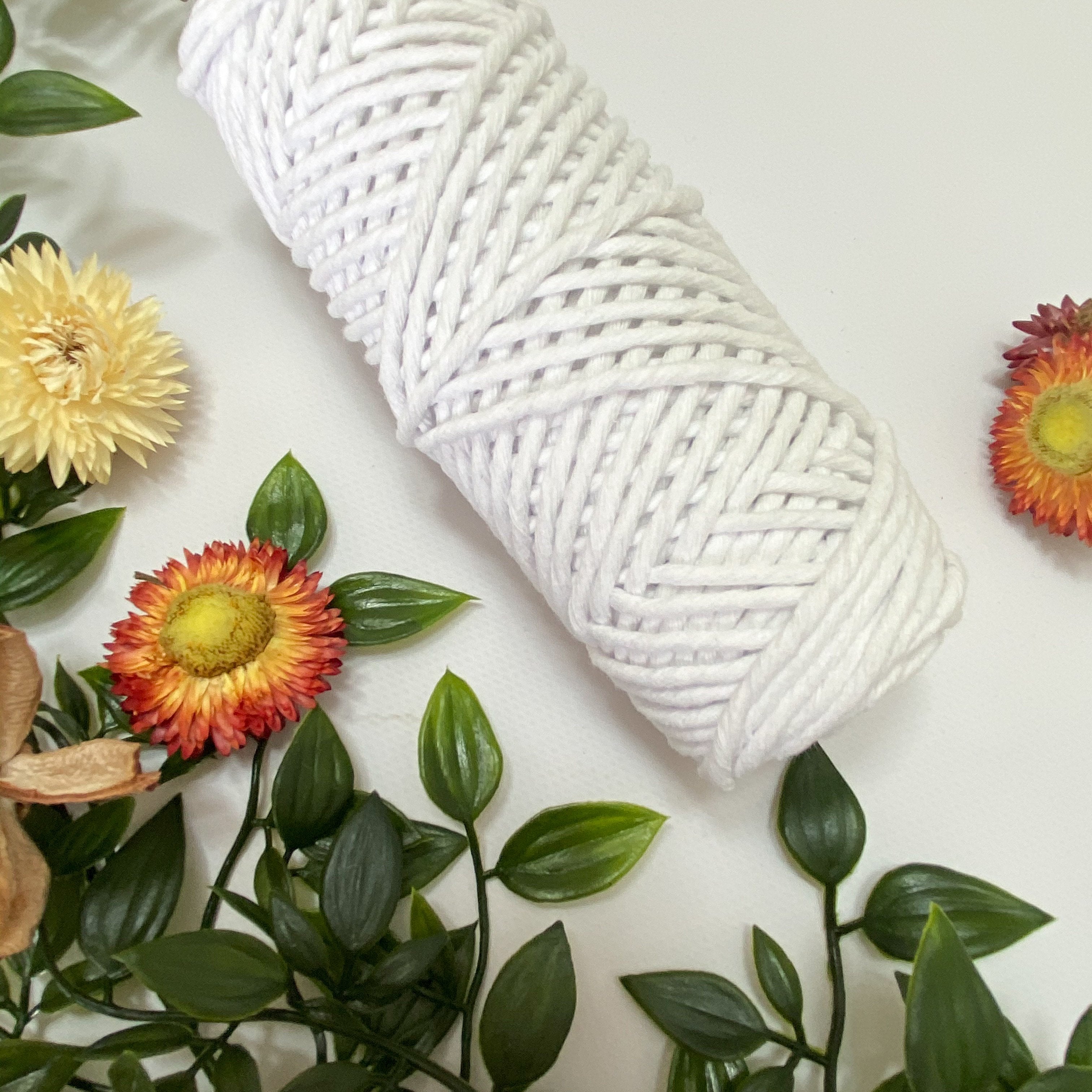 Mary Maker Studio Luxe Colour Cotton White 3mm Minis - Luxe Cotton String (50 Colours) macrame cotton macrame rope macrame workshop macrame patterns macrame