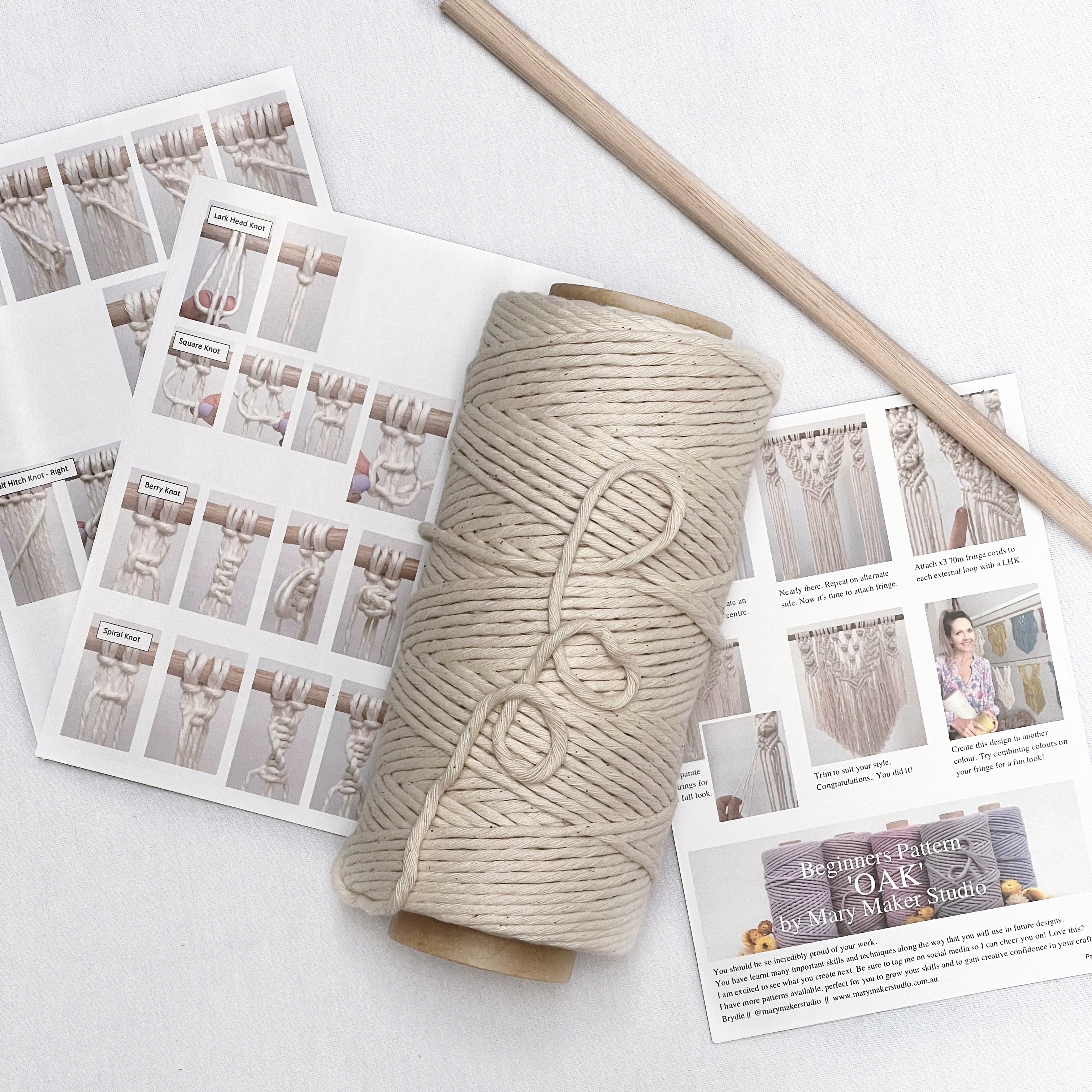 Mary Maker Studio OAK - Macrame Pattern & Supply Kit macrame cotton macrame rope macrame workshop macrame patterns macrame