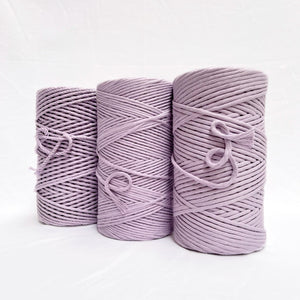 mary maker studio 1kg 4mm recycled cotton macrame rope in iced lilac purple colour suitable for macrame workshops beginners and advanced artists