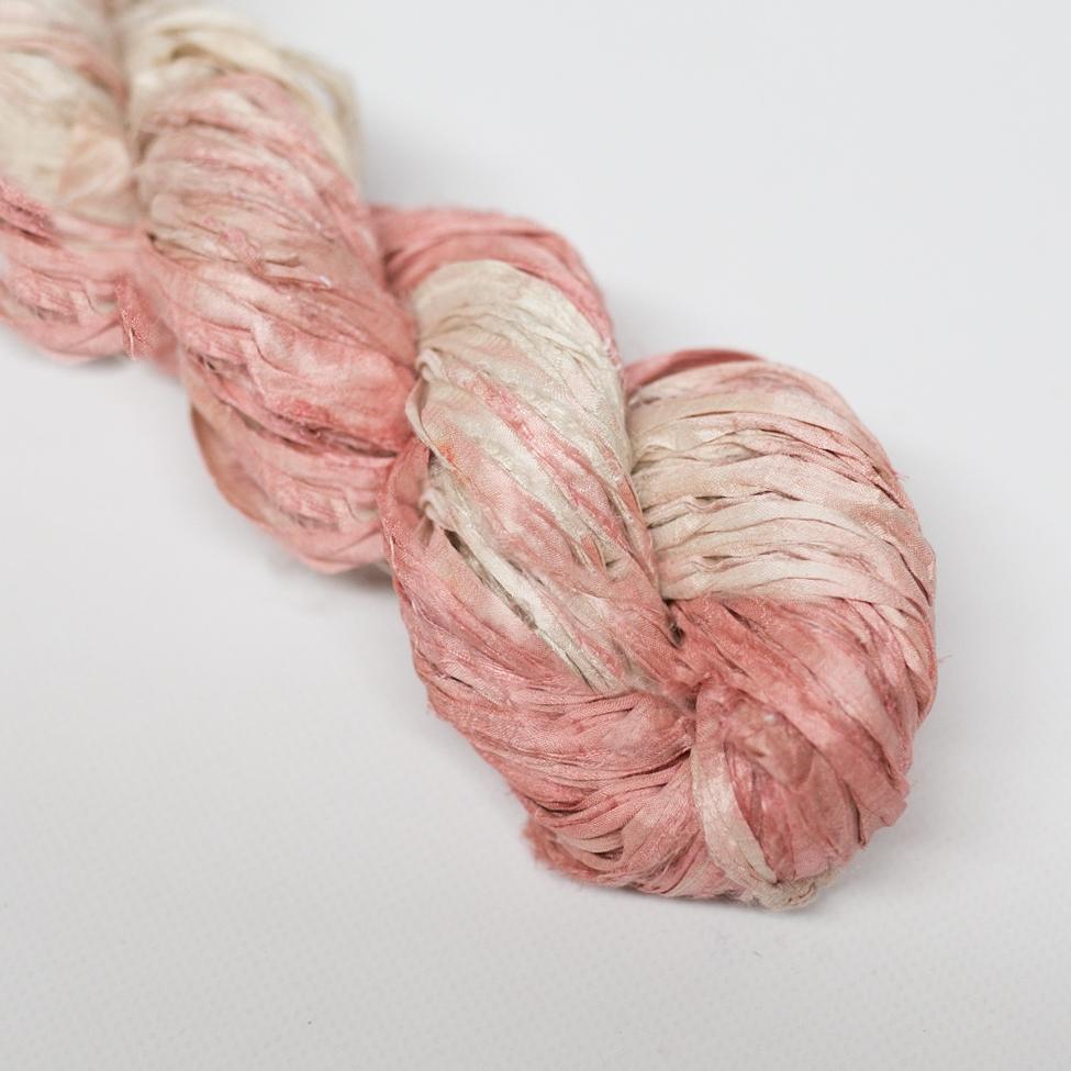 Mary Maker Studio ribbons Peach Recycled Sari Silk Ombre' Ribbon macrame cotton macrame rope macrame workshop macrame patterns macrame