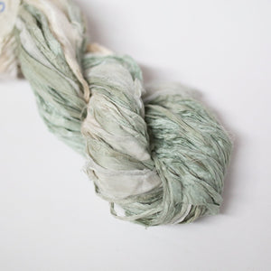 Mary Maker Studio ribbons Pistachio Recycled Sari Silk Ombre' Ribbon macrame cotton macrame rope macrame workshop macrame patterns macrame