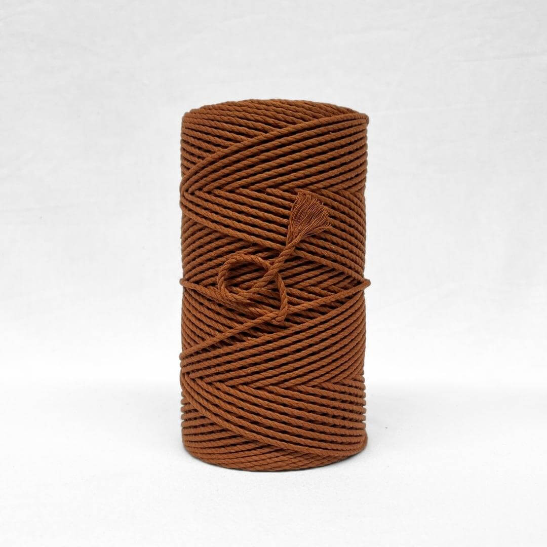 warm deep brown 4mm rope standing upright with white background