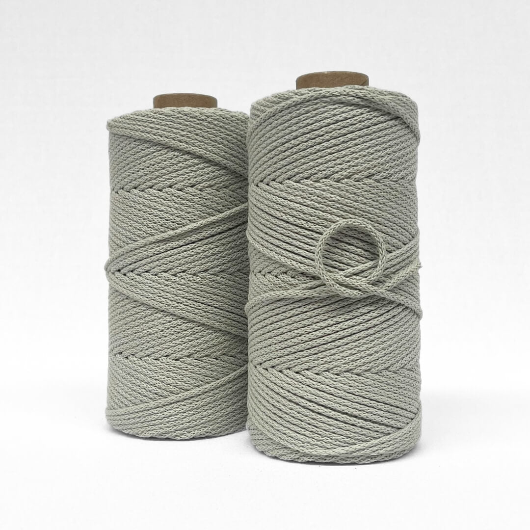 mist green 4mm cotton braided cord standing on white background