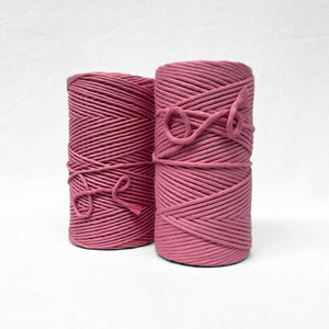 3mm and 5mm cotton string in musk bright pink on white wall