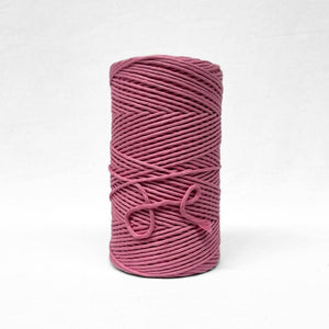 3mm cotton string in musk pink for weaving and macrame on white background 