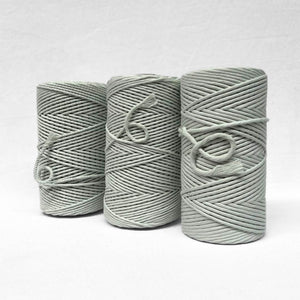 soft mint in combination photo showing three rolls 3mm and 5mm string and 4mm rope standing side by side on angle with white background