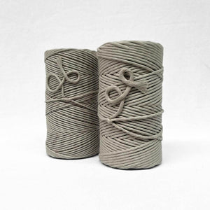 muted cool toned latte brown 3mm and 5mm cotton string on white background