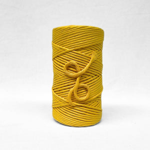 sunflower bright yellow 5mm cotton string for macrame and other diy craft on white backdrop