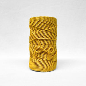 one roll of vibrant sunflower yellow recycled 4mm rope for macrame and diy crafts on white back ground