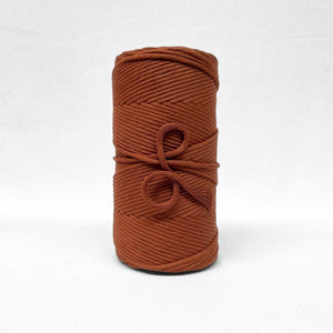 5mm rust cotton string for macrame on white wall