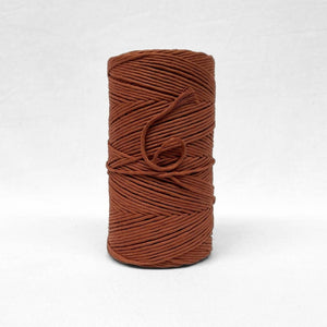 3mm rust cotton cord for macrame and other diy crafts on white background