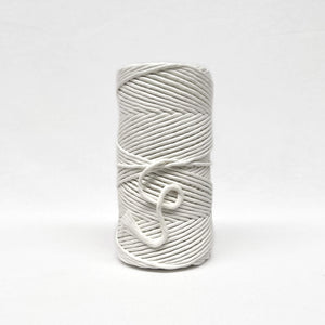 5mm cotton string in snow white for macrame on white background 