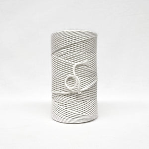 3mm snow white cotton string for macrame standing alone on white background