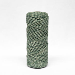 4mm mixed cotton string in green and white colours close up image showing colour details on white background 