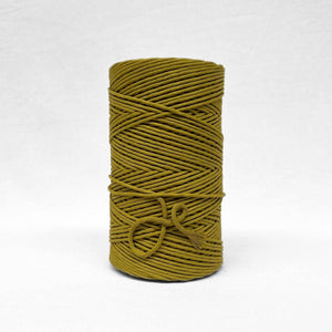 3mm antique gold chartreuse cotton string for macrame and diy craft with white background