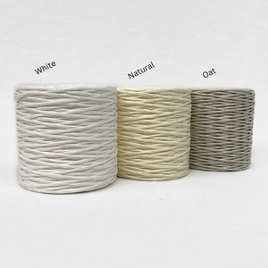 three neutral colours of paper twine in group photo on white backdrop