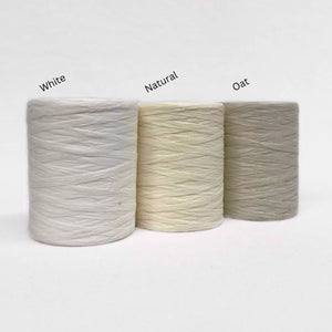 flat neutral paper cords on white background used for diy craft