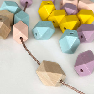 Long Rectangle | Colour Wooden Beads