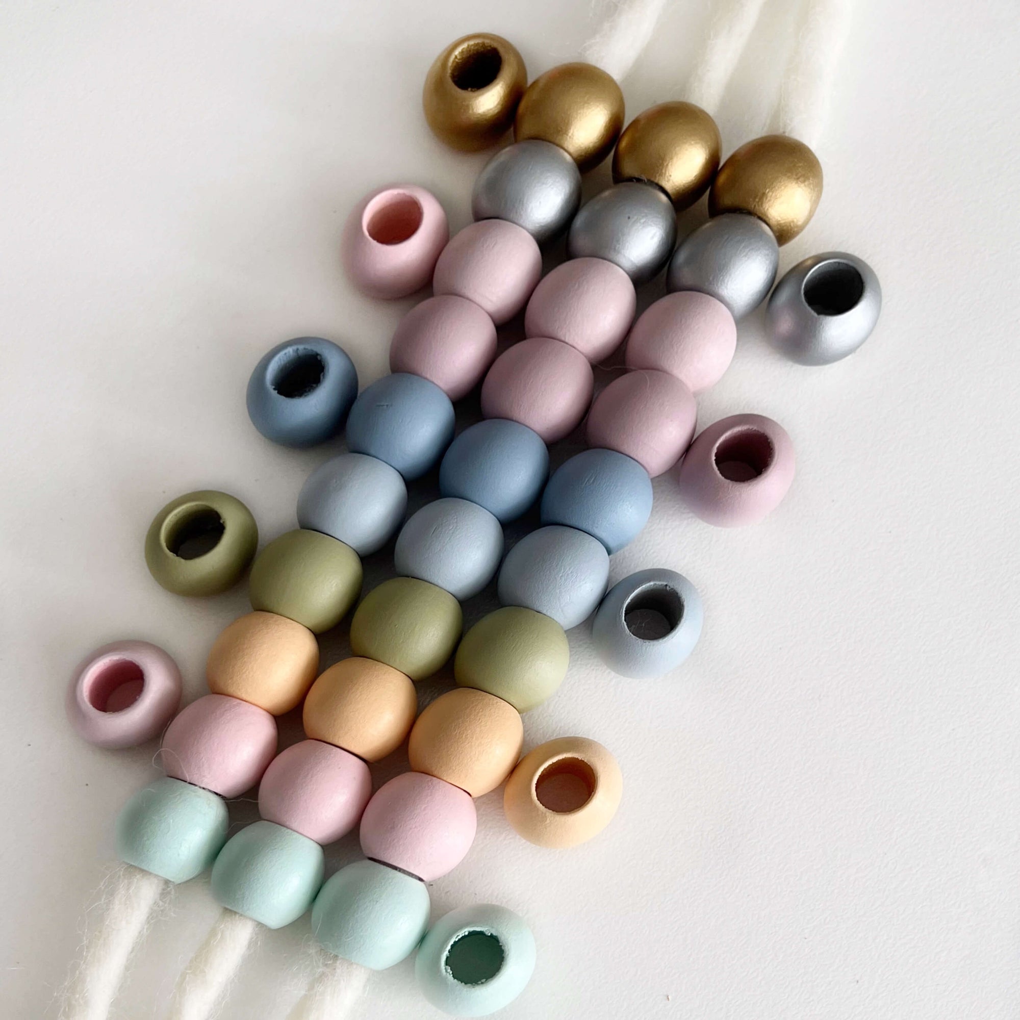 coloured 15mm wooden craft beads large internal hole