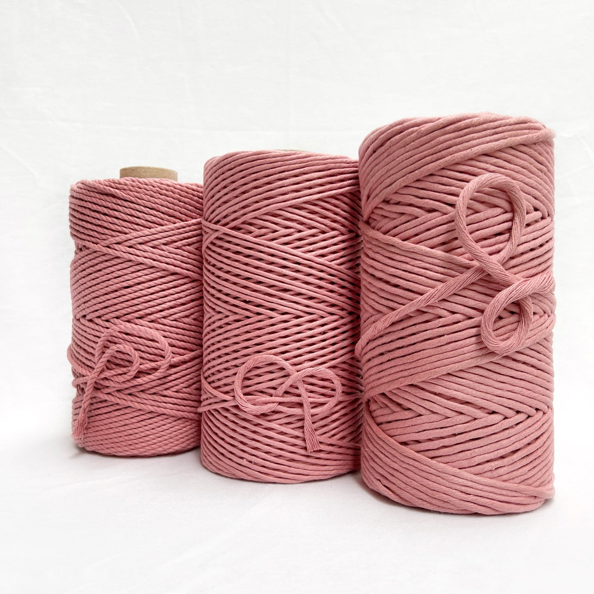 mary maker studio recycled cotton macrame rope in baked blush pink colour suitable for macrame workshops beginners and advanced artists