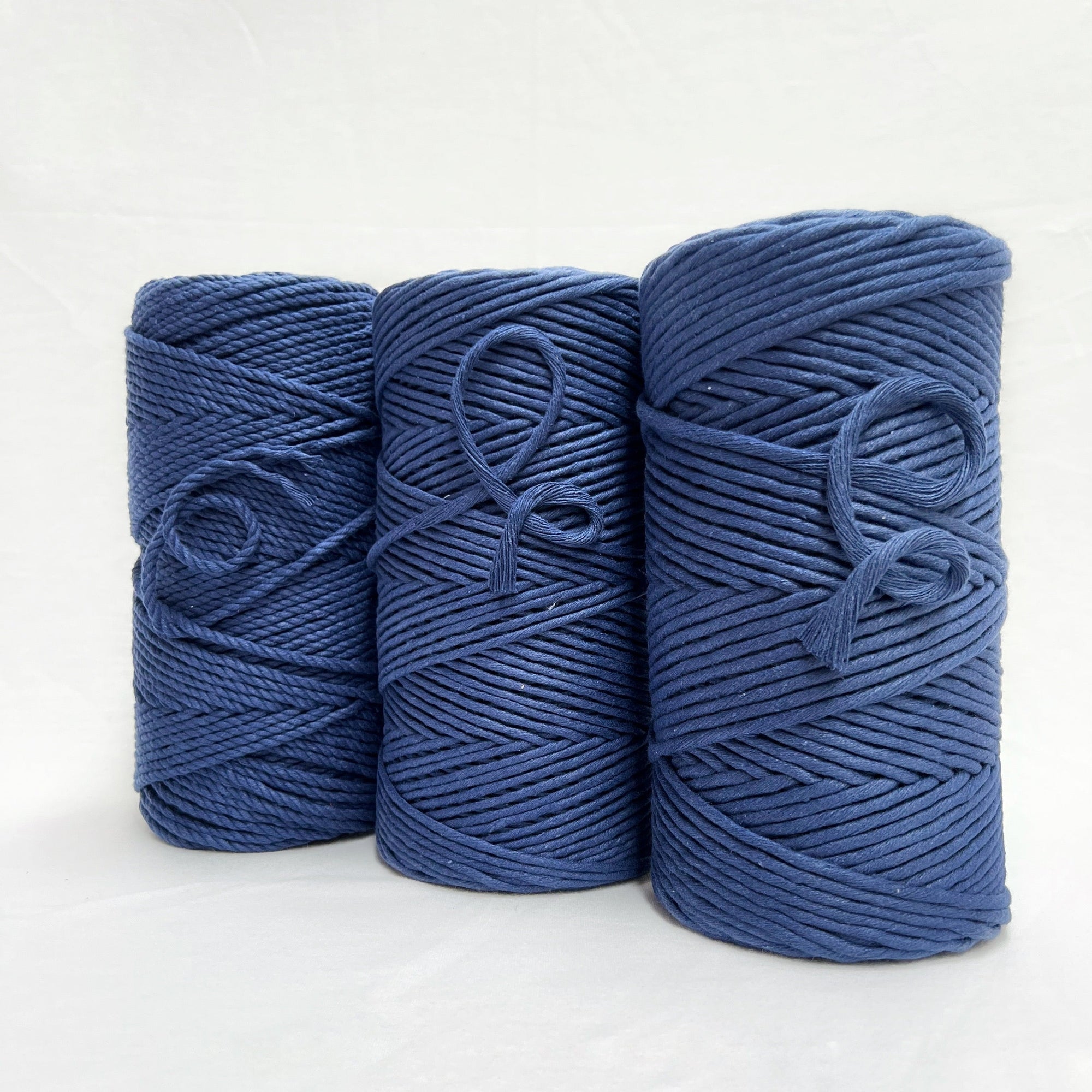 mary maker studio 1kg 4mm recycled cotton macrame rope in deep blue depths colour suitable for macrame workshops beginners and advanced artists