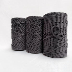 mary maker studio 1kg 4mm recycled cotton macrame rope in deep charcoal grey colour suitable for macrame workshops beginners and advanced artists