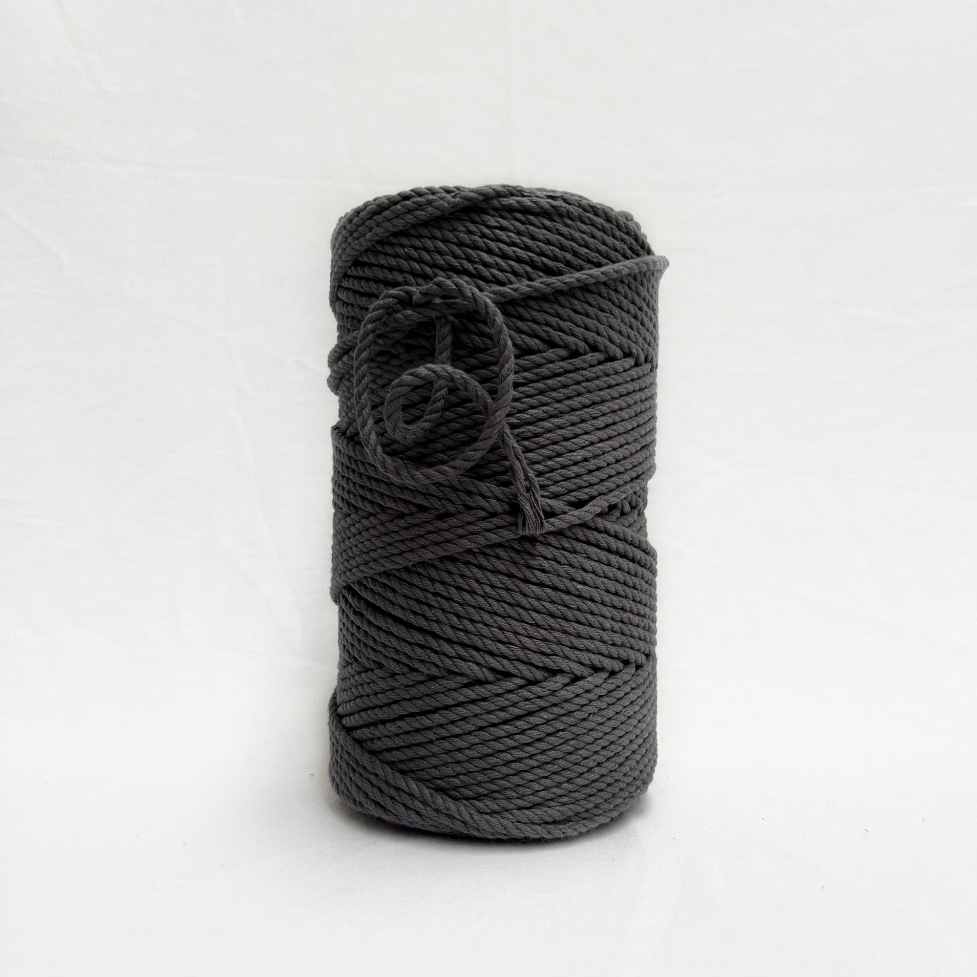 mary maker studio 1kg 4mm recycled cotton macrame rope in deep charcoal grey colour suitable for macrame workshops beginners and advanced artists