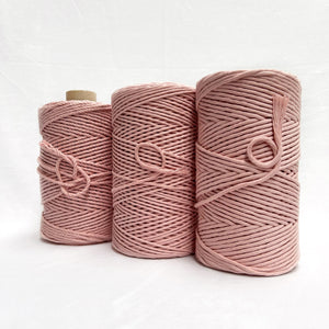 mary maker studio recycled cotton macrame rope  in cherry blossom pink colour suitable for macrame workshops beginners and advanced artists