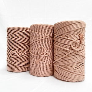 mary maker studio 1kg 4mm recycled cotton macrame rope in pink sand neutral colour suitable for macrame workshops beginners and advanced artists