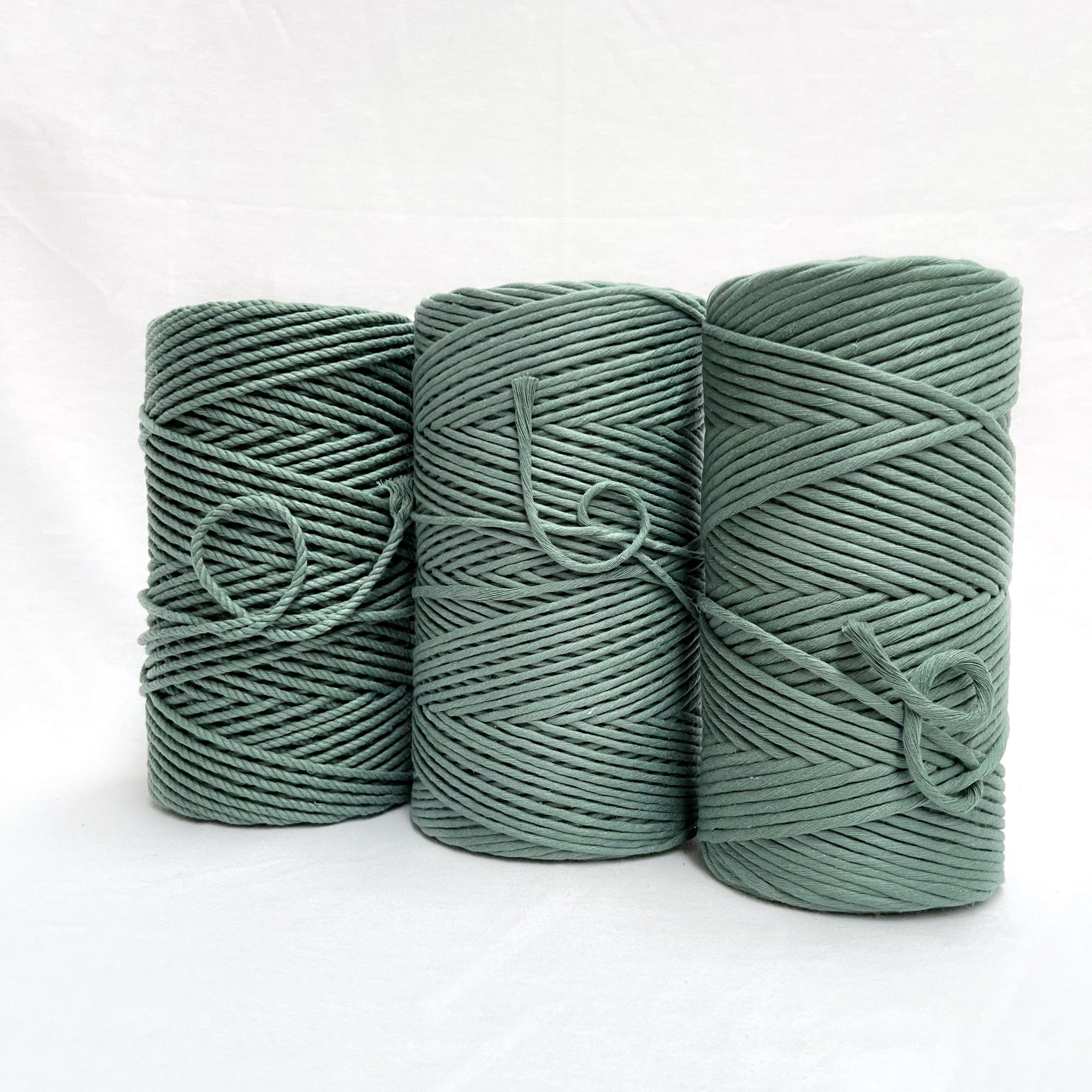 mary maker studio 1kg 5mm recycled cotton macrame string in dusty winter green colour buy online for macrame workshops beginners and advanced artists
