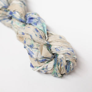 Mary Maker Studio ribbons Whisper Blue Recycled Sari Silk Hand Painted Ribbon macrame cotton macrame rope macrame workshop macrame patterns macrame